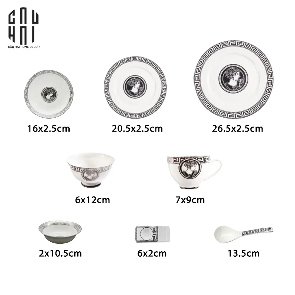 Maison Couture - Bộ Đĩa Âu 1 Người Dinner Set Au Revoir Eleanor 8Pcs-CẬU HAI HOME DECOR