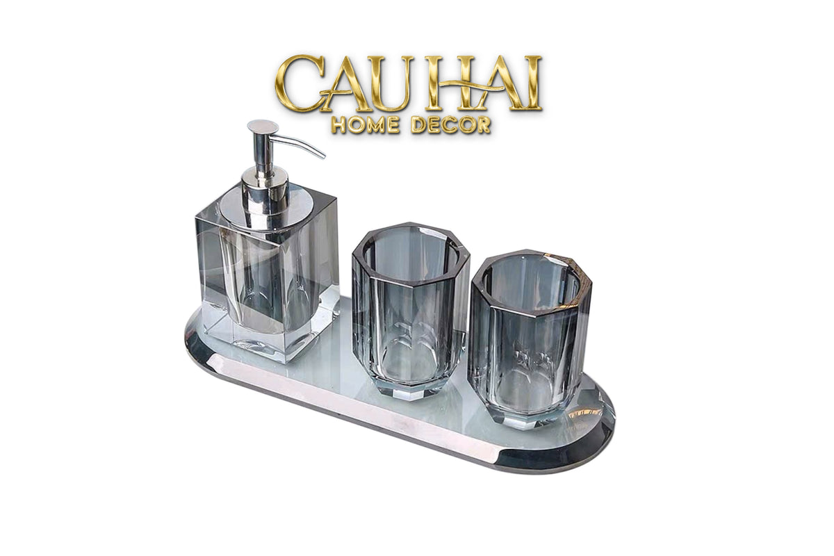 Maison Couture - Bộ Phụ Kiện Nhà Tắm Cristalleries Facette Graphite 4 Pcs-Set nhà tắm bathroom vanities-CẬU HAI HOME DECOR-CẬU HAI HOME DECOR