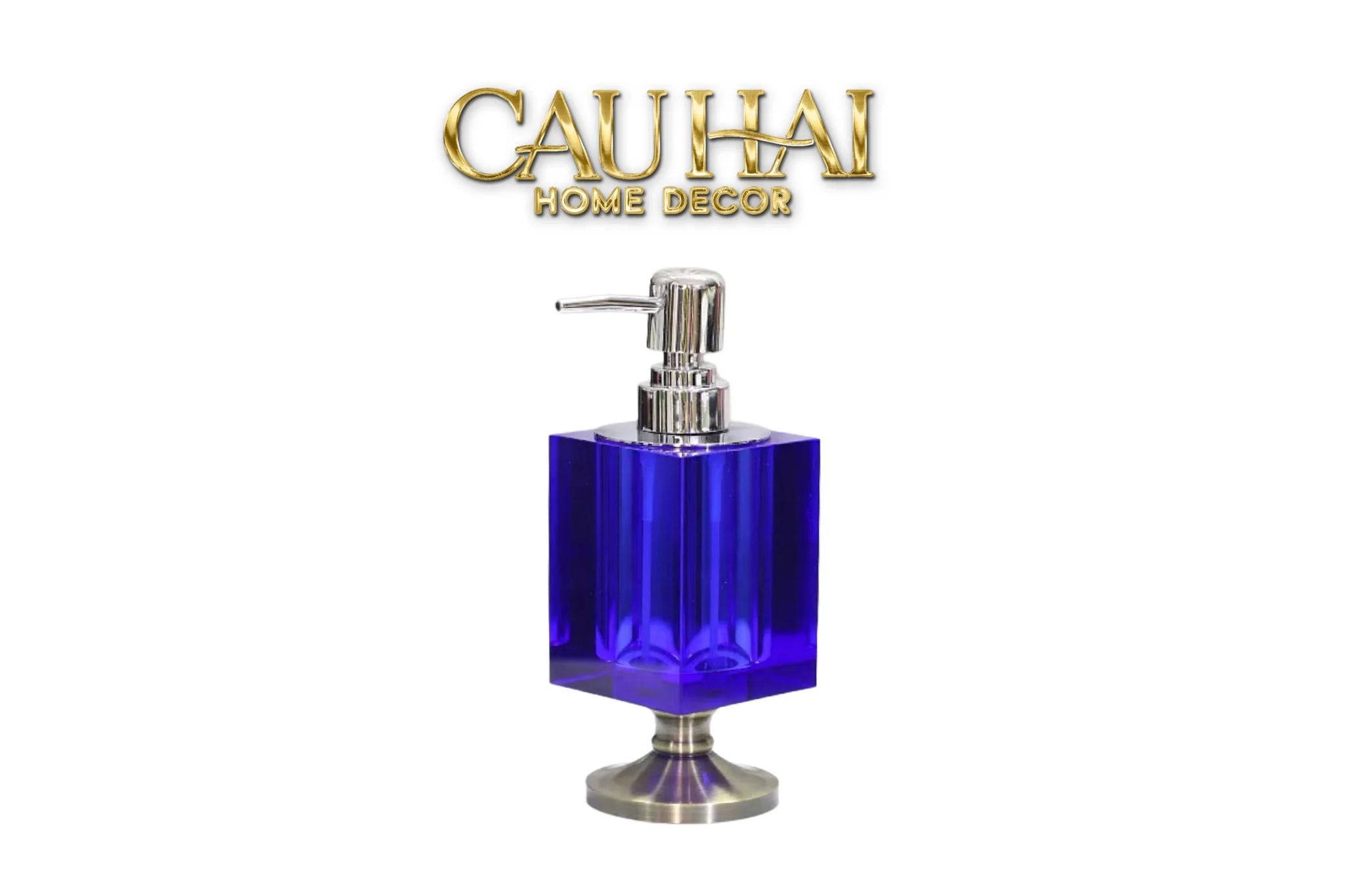 Maison Couture – Chai Kit Lotion Deepsea Blue Cristalleries Cube Impérial Vanities 8.5x7x19.5 220Ml-CẬU HAI HOME DECOR
