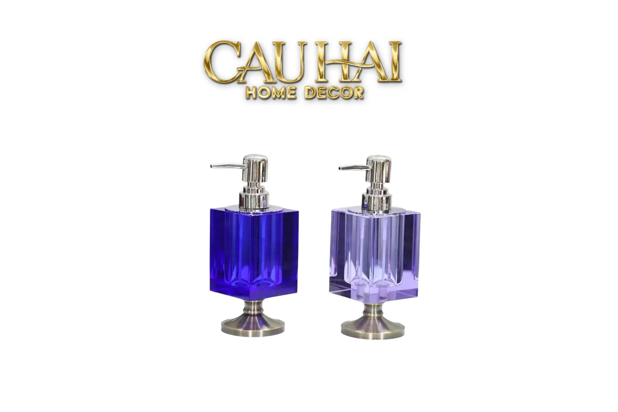 Maison Couture – Chai Kit Lotion Deepsea Blue Cristalleries Cube Impérial Vanities 8.5x7x19.5 220Ml-CẬU HAI HOME DECOR