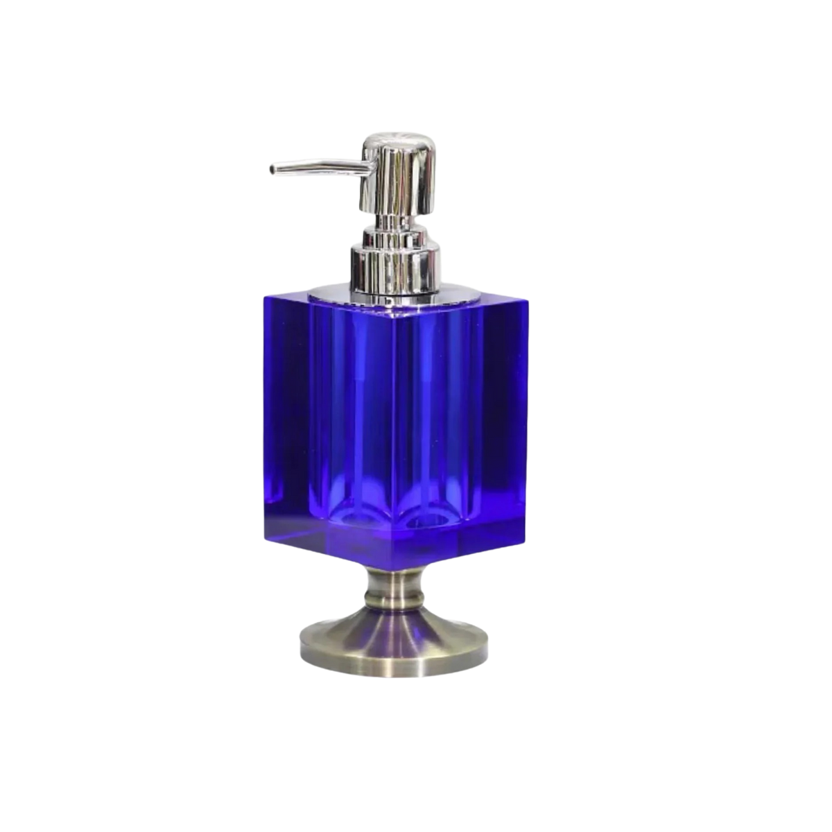 Maison Couture – Chai Kit Lotion Deepsea Blue Cristalleries Cube Impérial Vanities 8.5x7x19.5 220Ml-PHỤ KIỆN NHÀ TẮM-Đối tác tại Trung Quốc theo từng đơn đặt hàng-DEEP SEA BLUE-CẬU HAI HOME DECOR