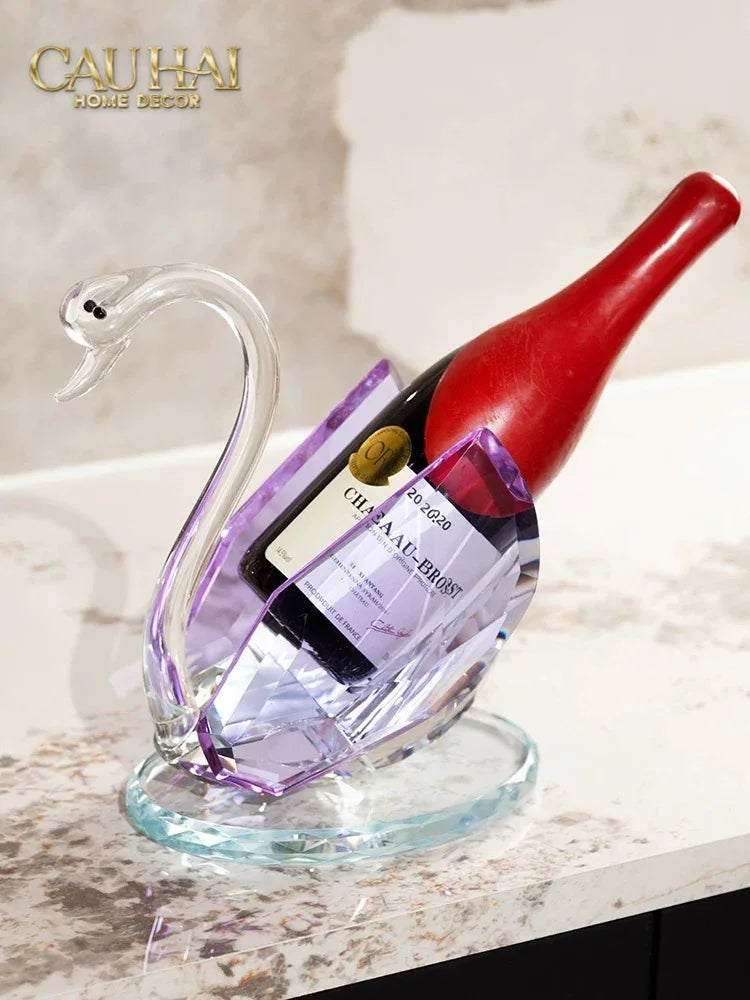 Maison Couture - Đế Đỡ Rượu Thiên Nga Pha Lê Cao Cấp Critalleries Divinity Swan Wine Holder 20x28-CẬU HAI HOME DECOR