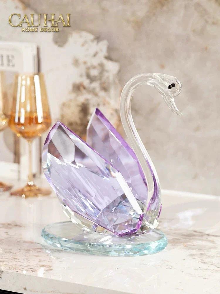 Maison Couture - Đế Đỡ Rượu Thiên Nga Pha Lê Cao Cấp Critalleries Divinity Swan Wine Holder 20x28-CẬU HAI HOME DECOR