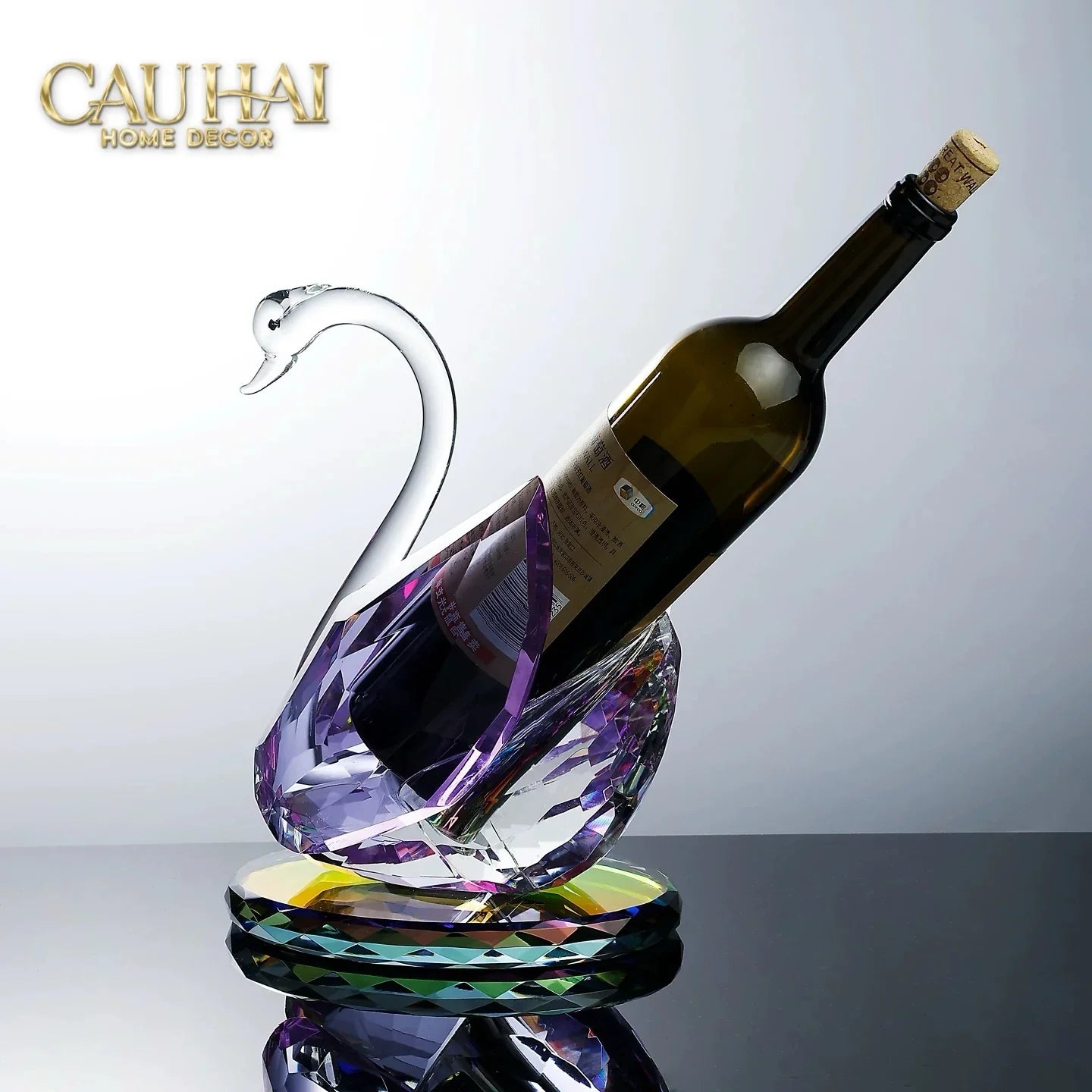 Maison Couture - Đế Đỡ Rượu Thiên Nga Pha Lê Cao Cấp Critalleries Divinity Swan Wine Holder 20x28-CẬU HAI HOME DECOR