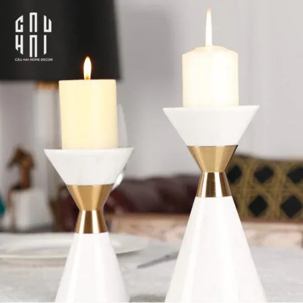 Maison Couture - Đế Nến Đá Marble - Ivory Marbre D’Or Candle Holder (Tặng Nến)-CẬU HAI HOME DECOR