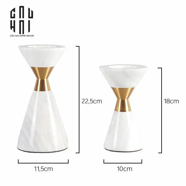 Maison Couture - Đế Nến Đá Marble - Ivory Marbre D’Or Candle Holder (Tặng Nến)-ĐÈN TRANG TRÍ-Đối tác tại Trung Quốc theo từng đơn đặt hàng-CẬU HAI HOME DECOR
