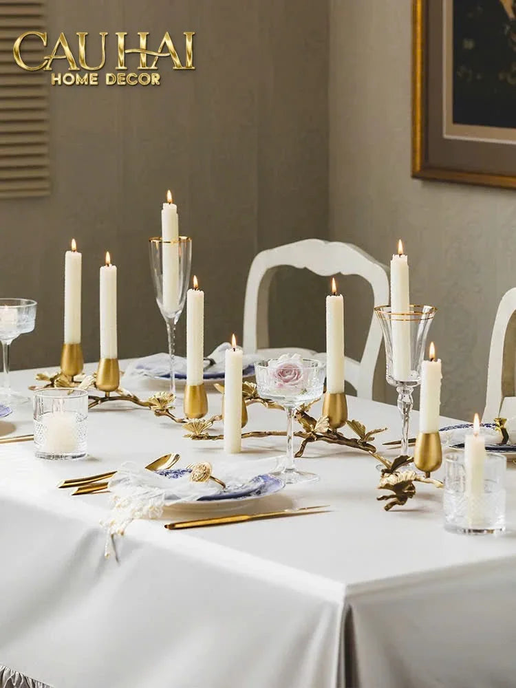 Maison Couture - Đế Nến Trang Trí Đồng Nhánh Olive - Indira Atélier Centerpiece Candle Holders D44x9-CẬU HAI HOME DECOR