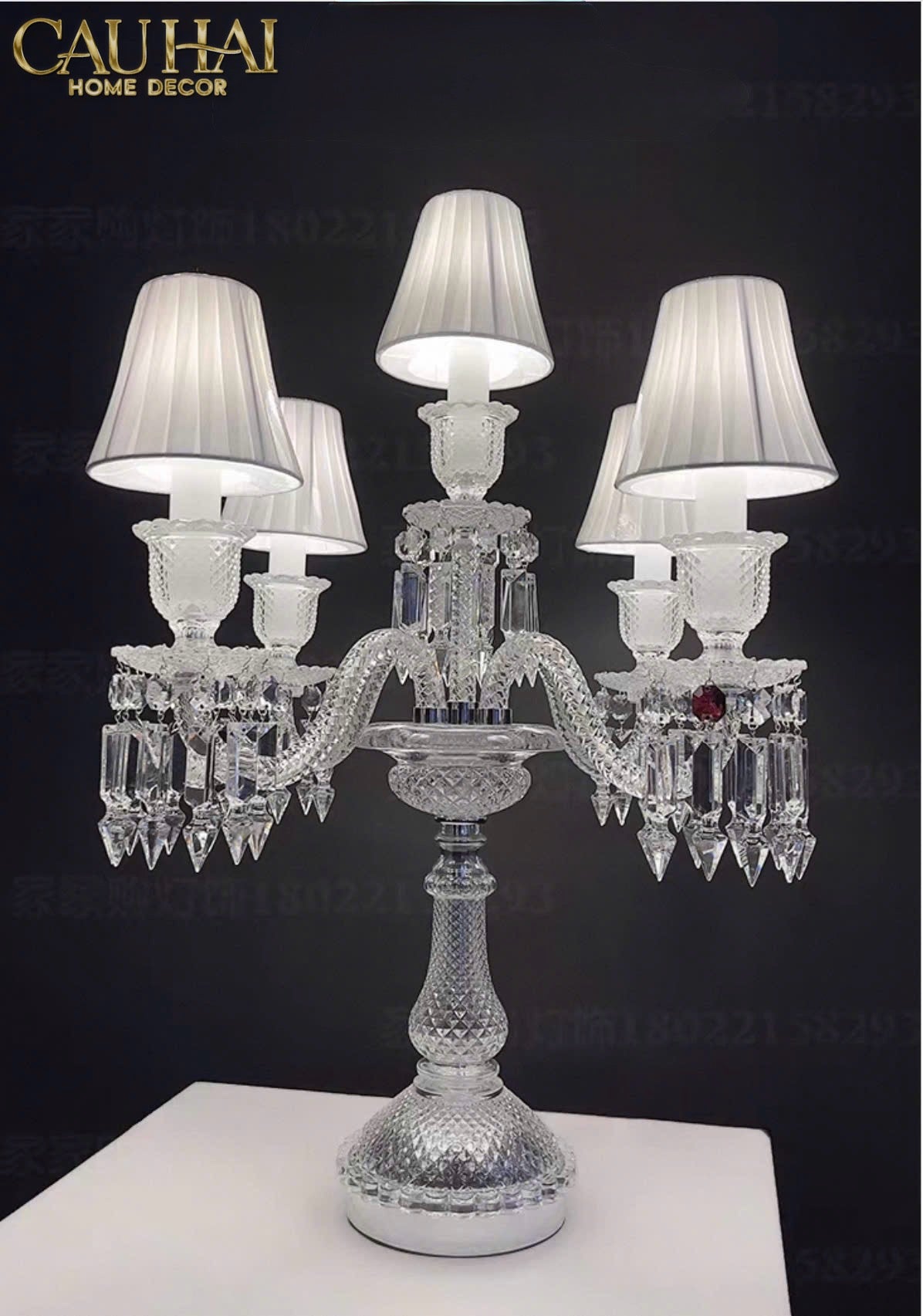 Maison Couture - Đèn Pha Lê 5 Đỉnh Candelabre Couronne Zénith En Cristalleries Classique H72 - CẬU HAI HOME DECOR