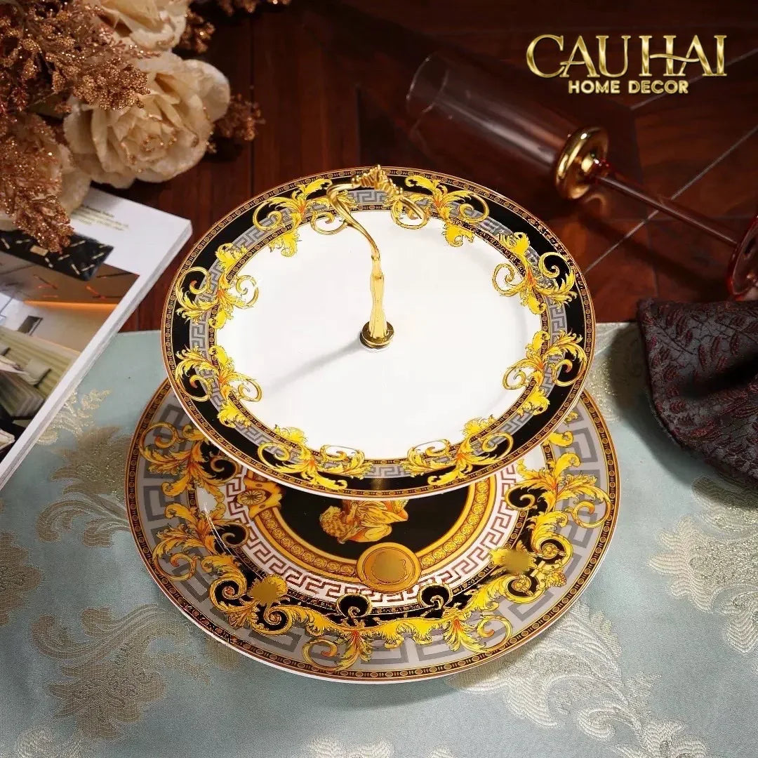 Maison Couture - Đĩa 2 Tầng Black Barocco Prestige Gala VS Étagère-CẬU HAI HOME DECOR