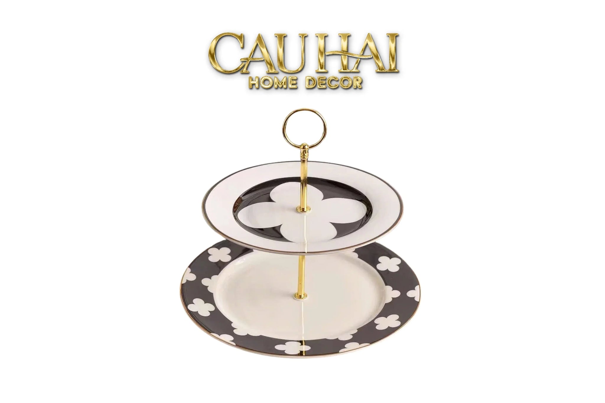 Maison Couture - Đĩa 2 Tầng Château Étagère Clover Signature – L’Atelier Rayé Deux Niveaux-CẬU HAI HOME DECOR