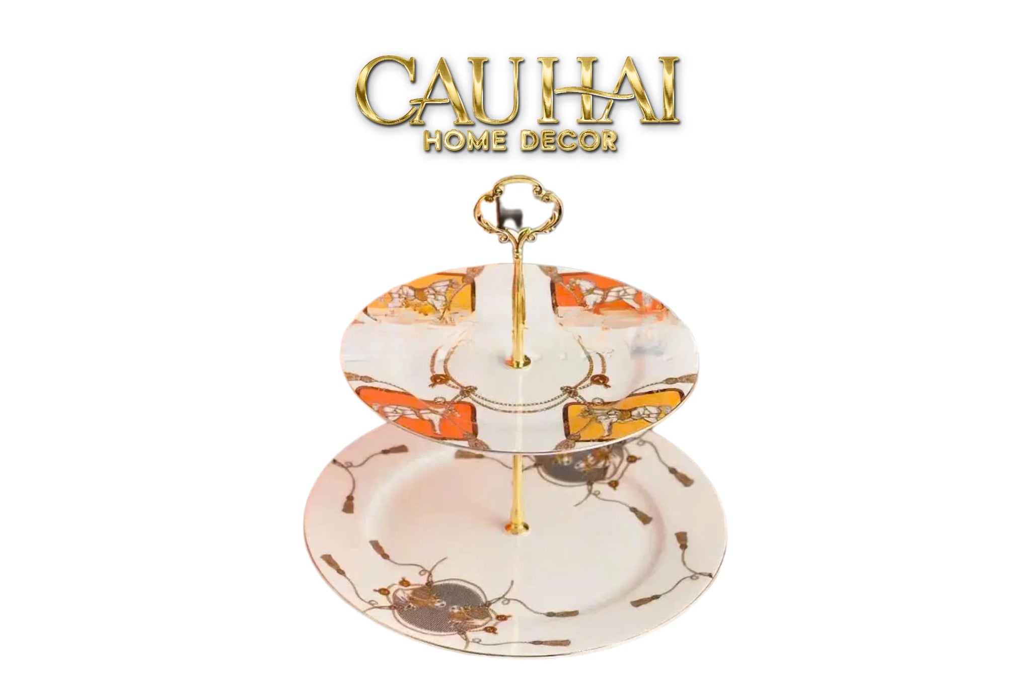 Maison Couture - Đĩa 2 Tầng La Selle Royale Orange Harnais Étagère - Deux Niveaux-CẬU HAI HOME DECOR