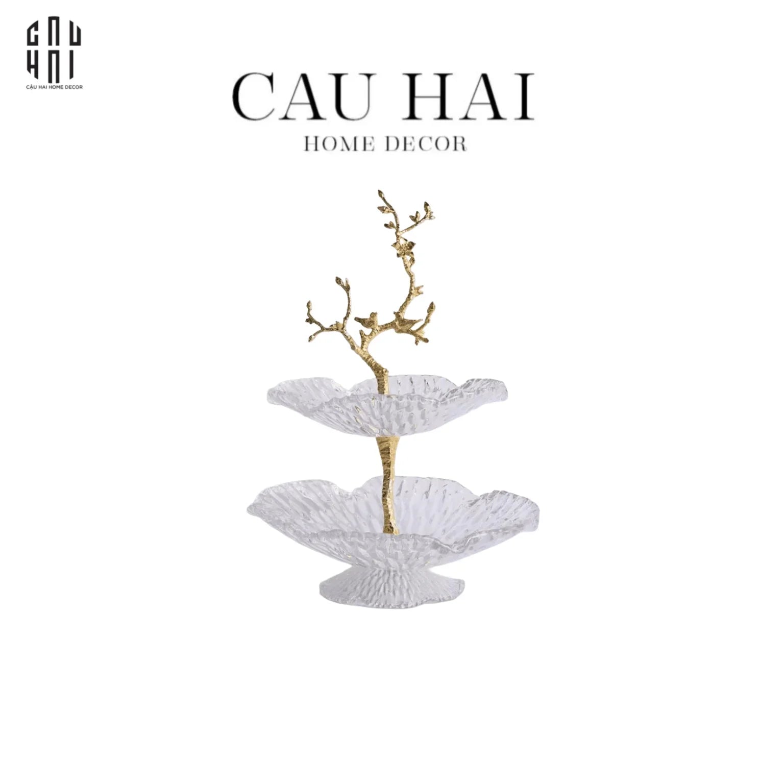 Maison Couture - Đĩa 2 Tầng Thuỷ Tinh Jardin De Luxe Étagère Ss25-CẬU HAI HOME DECOR