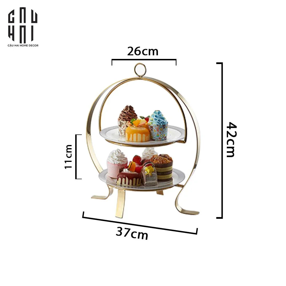 Maison Couture - Đĩa Bánh 2 Tầng Gordon Étagère 37x42-SET CHÉN DĨA-Đối tác tại Trung Quốc theo từng đơn đặt hàng-CẬU HAI HOME DECOR