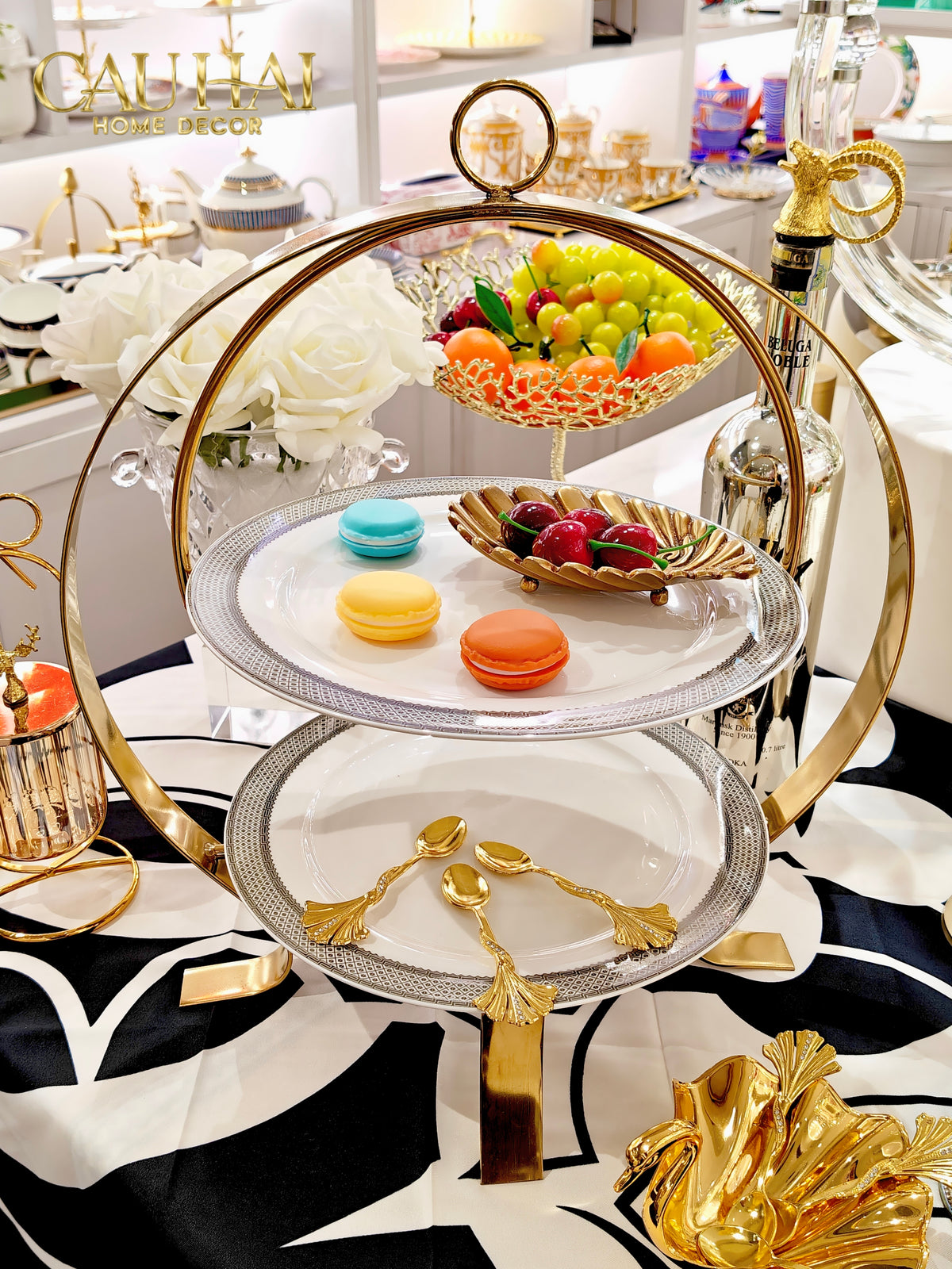Maison Couture - Đĩa Bánh 2 Tầng Gordon Étagère 37x42-SET CHÉN DĨA-Đối tác tại Trung Quốc theo từng đơn đặt hàng-CẬU HAI HOME DECOR