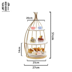 Maison Couture - Đĩa Bánh 3 Tầng Golden Cage Étagère Trois Niveaux 27x51-CẬU HAI HOME DECOR