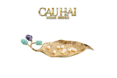 Maison Couture - Đĩa Chiếc Lá Đồng Đá Thạch Anh Lusso Gemstone Brasson Plateau D27x17-CẬU HAI HOME DECOR