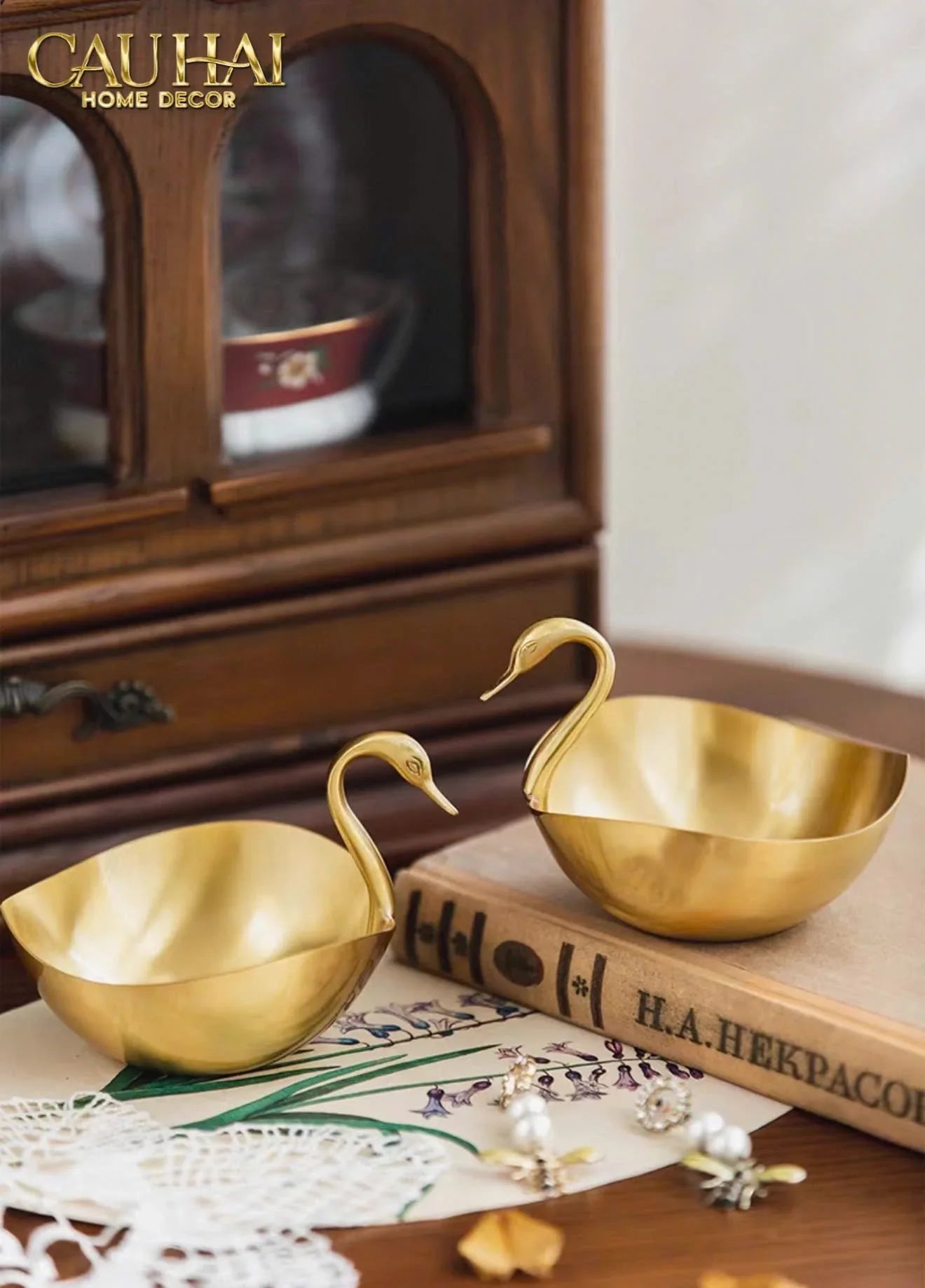 Maison Couture - Đĩa Đồng Thiên Nga - Swan D'Or Brass Bowl-CẬU HAI HOME DECOR