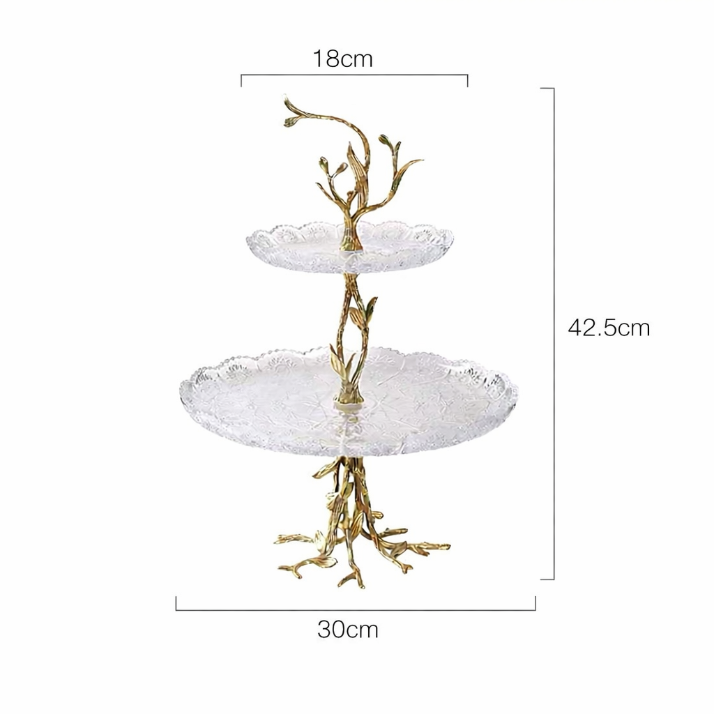 Maison Couture - Đĩa Pha Lê 2 Tầng Thân Cây Đồng Elysian Brasson Branch Indira Atelier 30x42.5-CẬU HAI HOME DECOR
