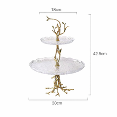 Maison Couture - Đĩa Pha Lê 2 Tầng Thân Cây Đồng Elysian Brasson Branch Indira Atelier 30x42.5-CẬU HAI HOME DECOR