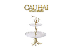 Maison Couture - Đĩa Pha Lê 2 Tầng Thân Cây Đồng Elysian Brasson Branch Indira Atelier 30x42.5-CẬU HAI HOME DECOR