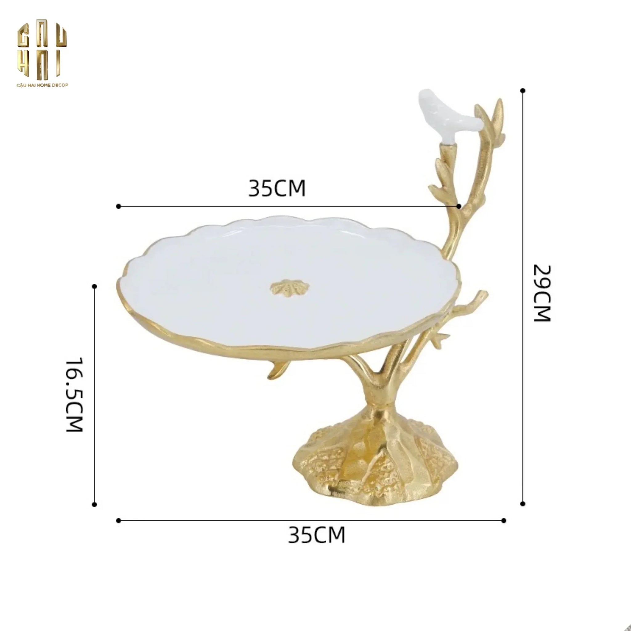Maison Couture - Đĩa Trái Cây Đồng Brasson Branch Lumière Prestige Gala 17x28x33-CẬU HAI HOME DECOR