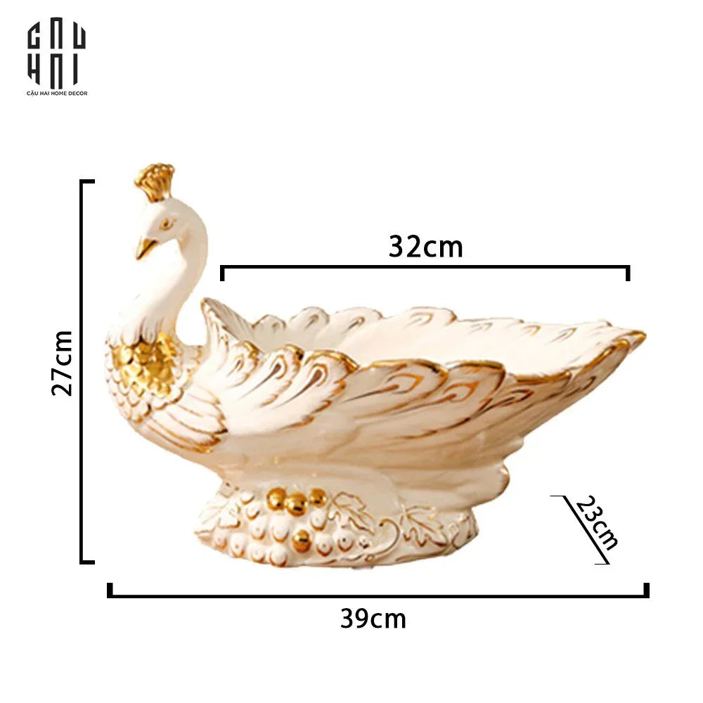 Maison Couture - Đĩa Trái Cây Khổng Tước Paon D'Ivoire Luxury Porcelain Plateau-CẬU HAI HOME DECOR