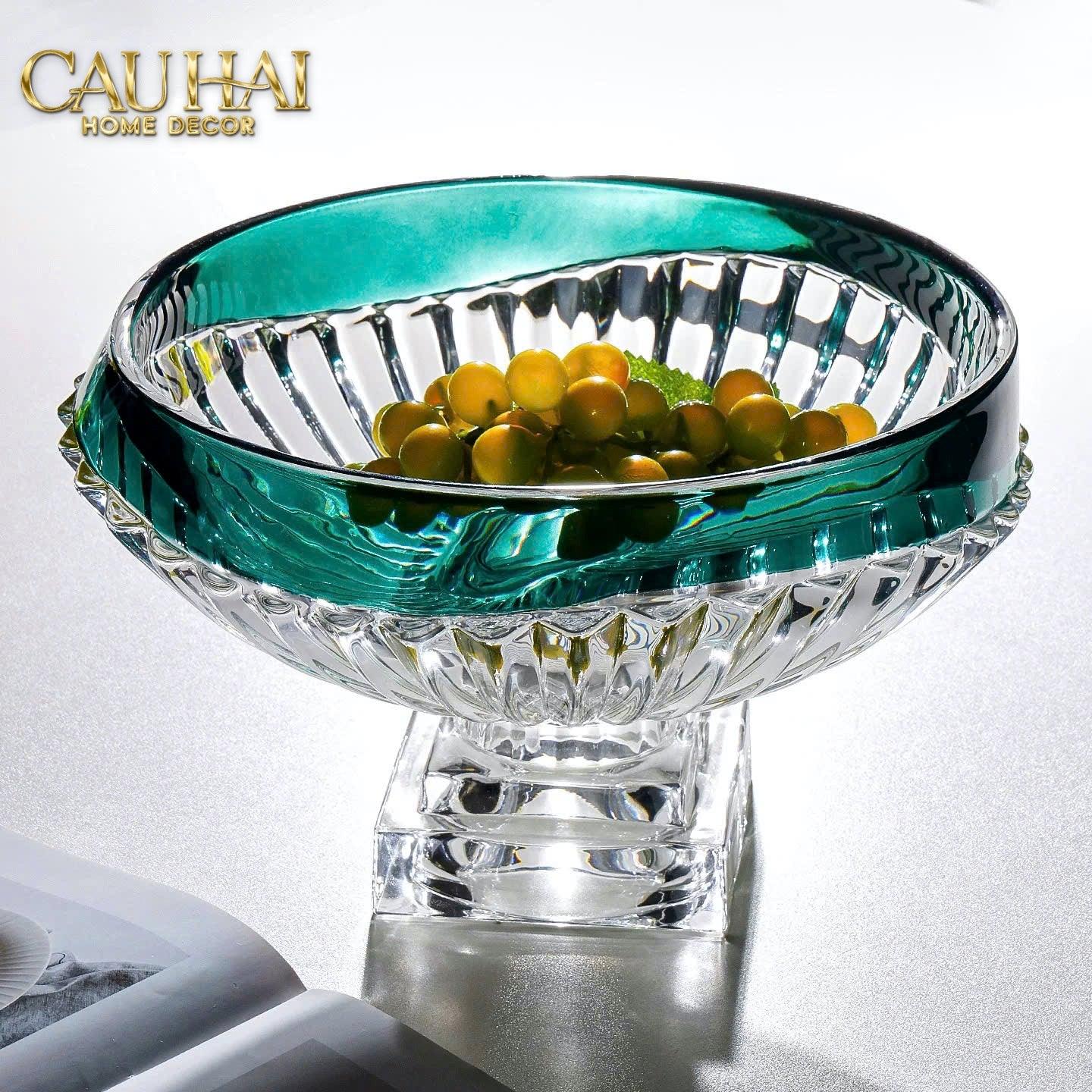 Maison Couture - Đĩa Trái Cây Pha Lê Màu Ngọc Lục Bảo Émeraude Cristalleries Fruit Bowl-CẬU HAI HOME DECOR