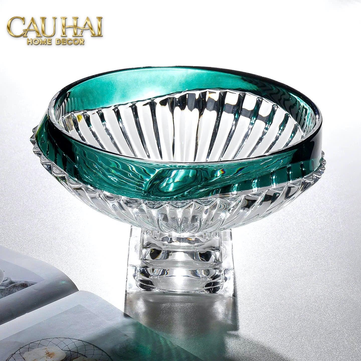 Maison Couture - Đĩa Trái Cây Pha Lê Màu Ngọc Lục Bảo Émeraude Cristalleries Fruit Bowl-CẬU HAI HOME DECOR