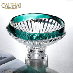 Maison Couture - Đĩa Trái Cây Pha Lê Màu Ngọc Lục Bảo Émeraude Cristalleries Fruit Bowl-CẬU HAI HOME DECOR