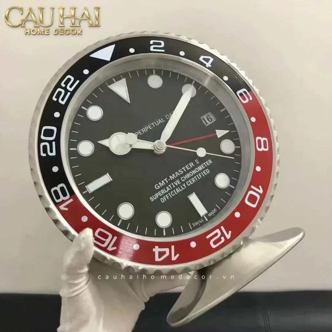 Maison Couture - Đồng Hồ Để Bàn Bản Đặc Biệt Timepiece Horloge Argent Rouge Desk Clock 10x16x29-Đồng hồ để bàn-Đối tác tại Trung Quốc theo từng đơn đặt hàng-CẬU HAI HOME DECOR