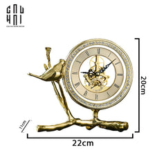 Maison Couture - Đồng Hồ Để Bàn Bằng Đồng Golden Empire Emperor Bird Of The Paradise Castle 11x22x20-CẬU HAI HOME DECOR