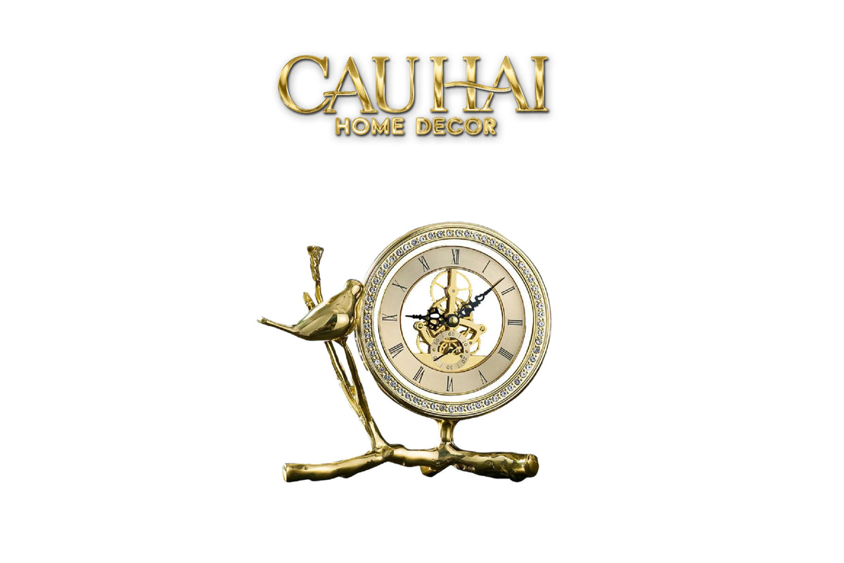 Maison Couture - Đồng Hồ Để Bàn Bằng Đồng Golden Empire Emperor Bird Of The Paradise Castle 11x22x20-Đồng hồ để bàn-CẬU HAI HOME DECOR-CẬU HAI HOME DECOR