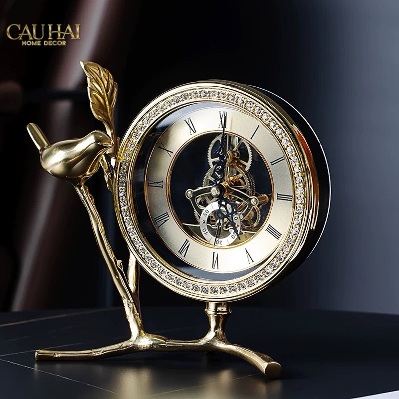 Maison Couture - Đồng Hồ Để Bàn Bằng Đồng Golden Empire Emperor Bird Of The Paradise Castle 11x22x20-Đồng hồ để bàn-CẬU HAI HOME DECOR-CẬU HAI HOME DECOR