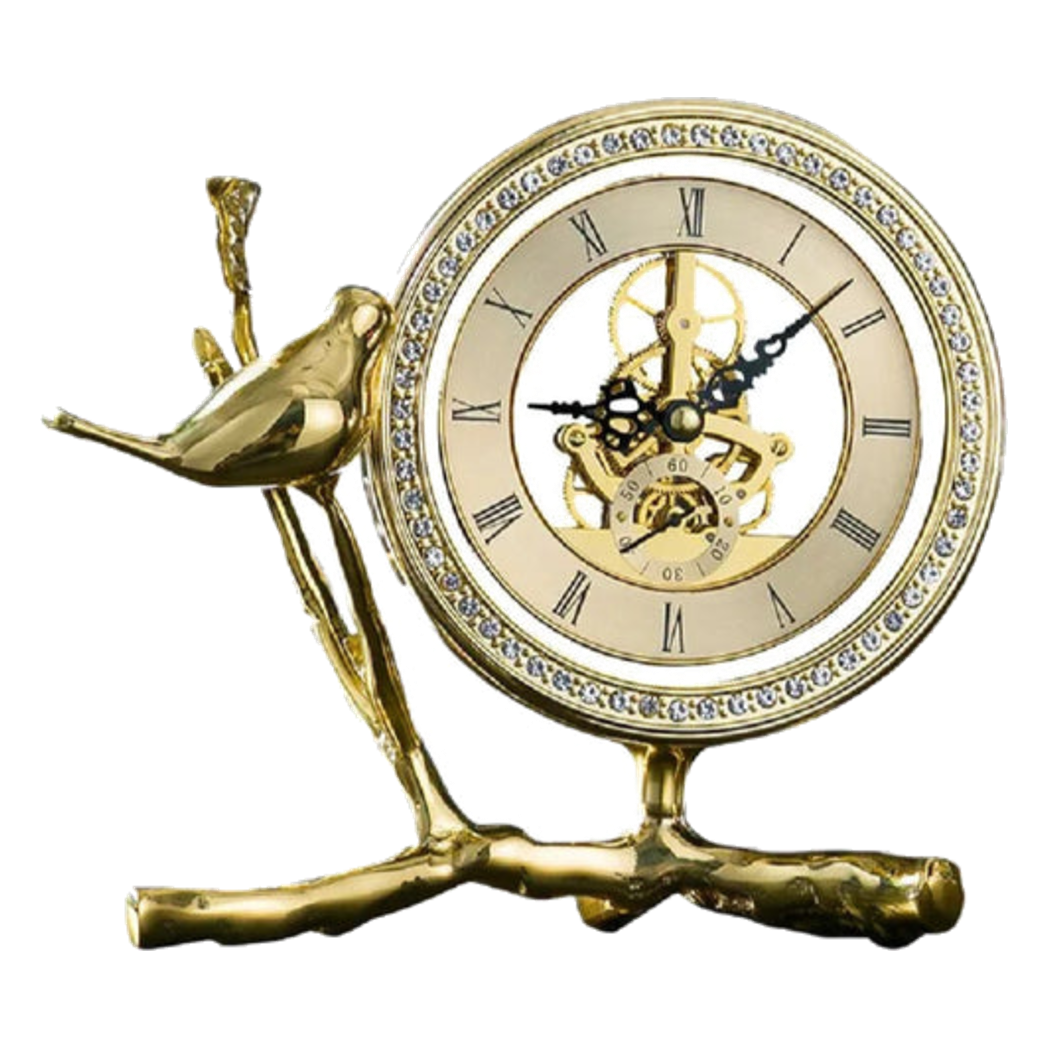 Maison Couture - Đồng Hồ Để Bàn Bằng Đồng Golden Empire Emperor Bird Of The Paradise Castle 11x22x20-Đồng hồ để bàn-CẬU HAI HOME DECOR-CẬU HAI HOME DECOR