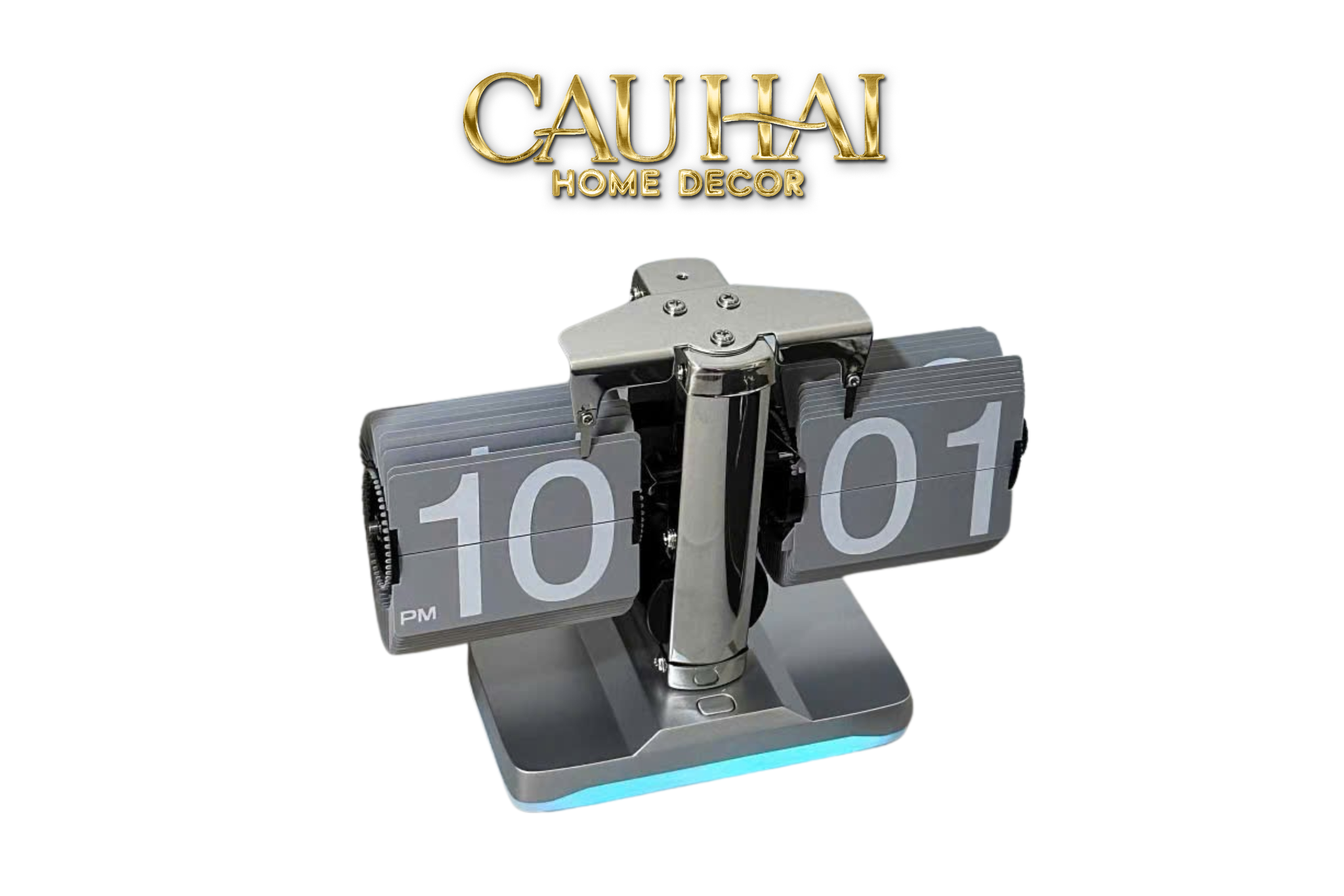 Maison Couture - Đồng Hồ Flip Light Steel Shine Grey Modern Desk Clock - CẬU HAI HOME DECOR