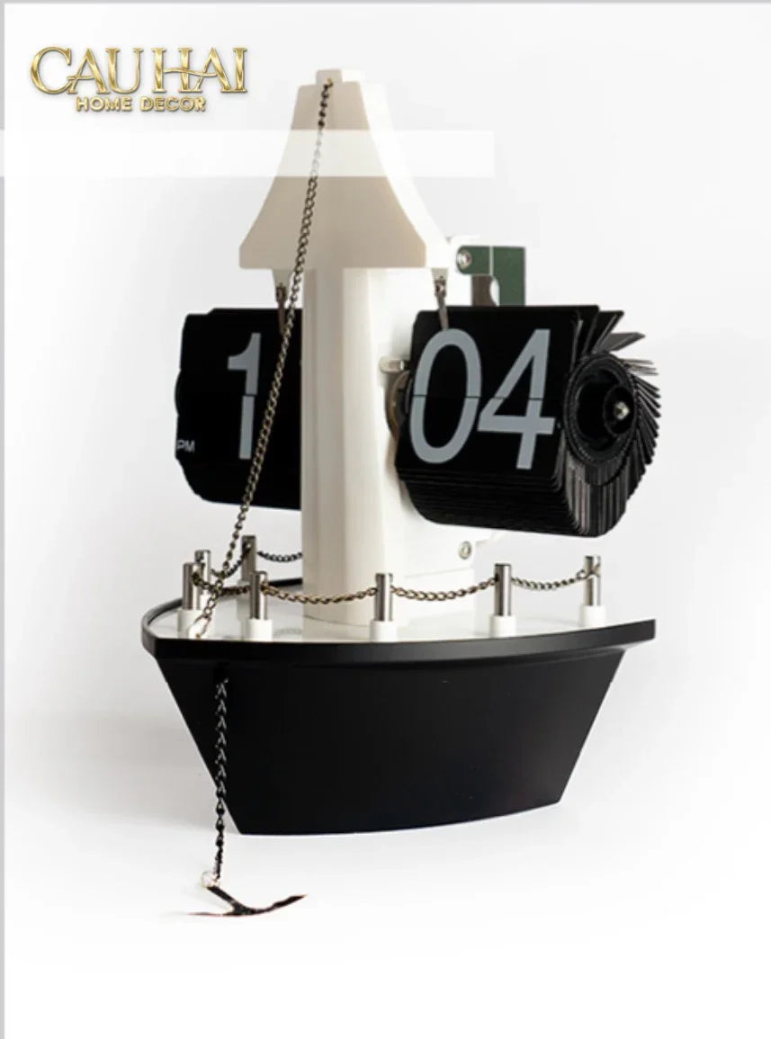 Maison Couture - Đồng Hồ Lật Retro Tàu Biển Flip Clock Cruise Ship 21x8x17-CẬU HAI HOME DECOR