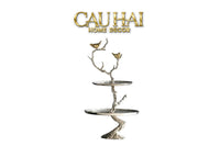 Maison Couture Elysian - Đĩa 2 Tầng Platinum Imperium Empire Deux Niveaux Étagère 33x60-CẬU HAI HOME DECOR