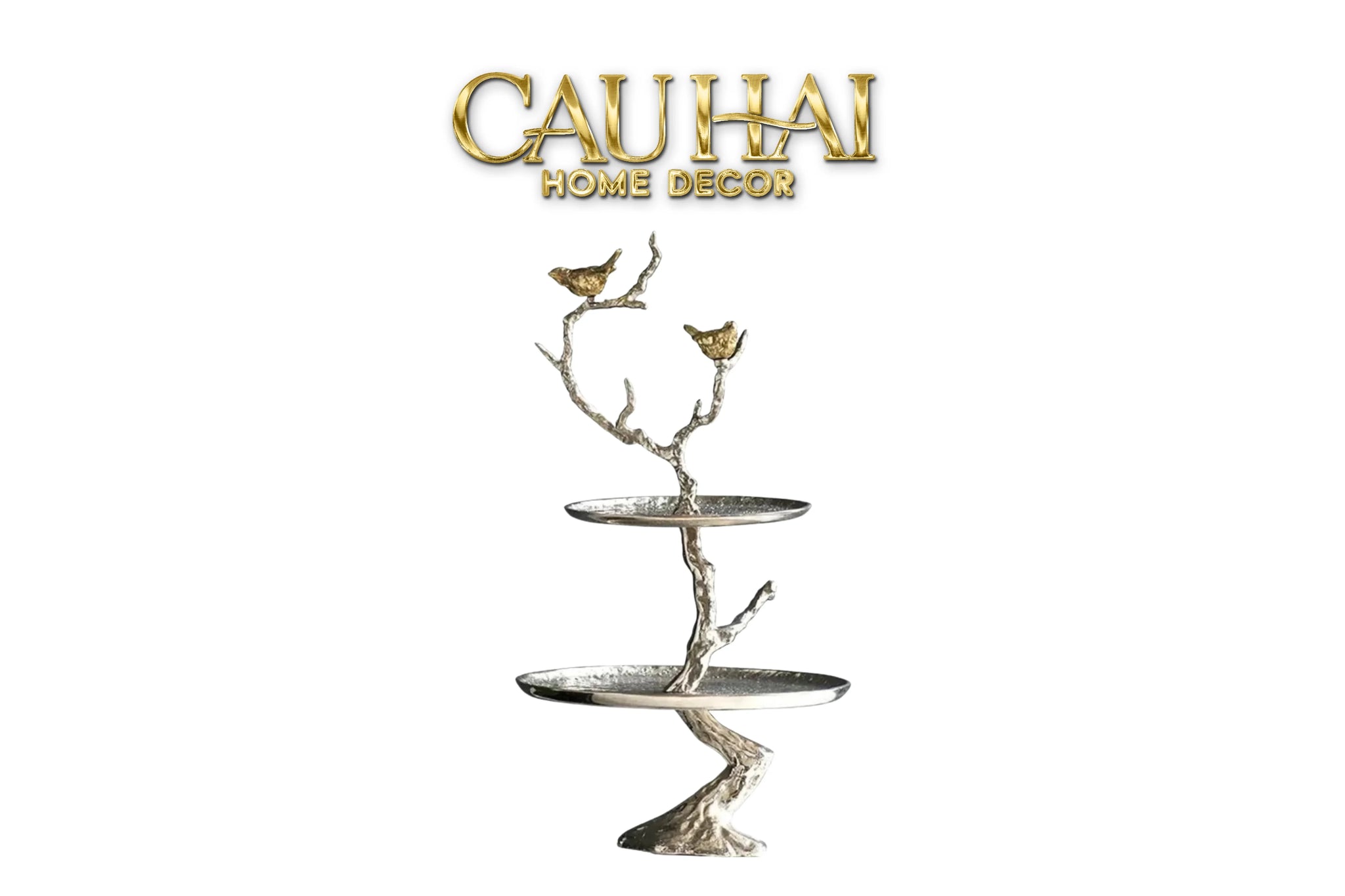 Maison Couture Elysian - Đĩa 2 Tầng Platinum Imperium Empire Deux Niveaux Étagère 33x60-CẬU HAI HOME DECOR