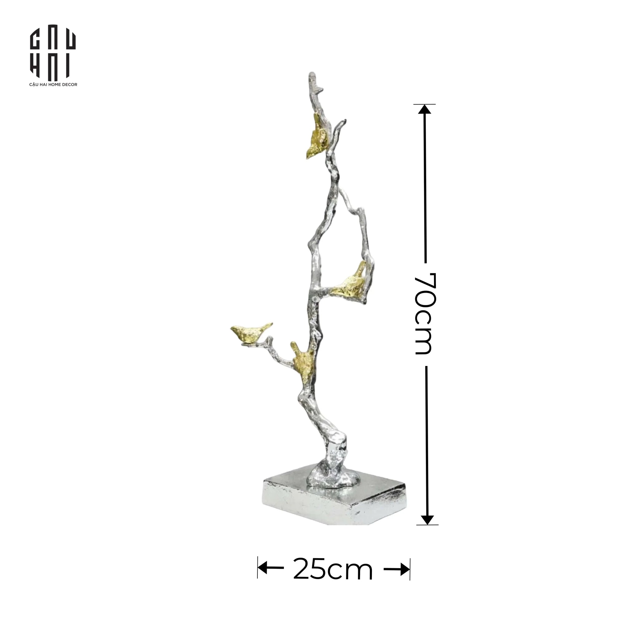 Maison Couture Elysian - Tượng Nhánh Cây Đồng Mạ Bạc Platinum Argente Imperium Jardin 25x70-CẬU HAI HOME DECOR