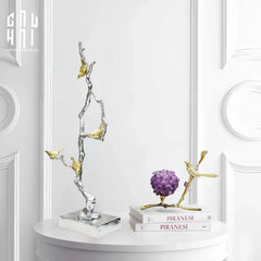 Maison Couture Elysian - Tượng Nhánh Cây Đồng Mạ Bạc Platinum Argente Imperium Jardin 25x70-CẬU HAI HOME DECOR