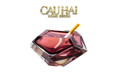 Maison Couture - Gạt Tàn Pha Lê Ruby Cristallerie Rouge Ambré Diamant Ashtray 7x14-CẬU HAI HOME DECOR