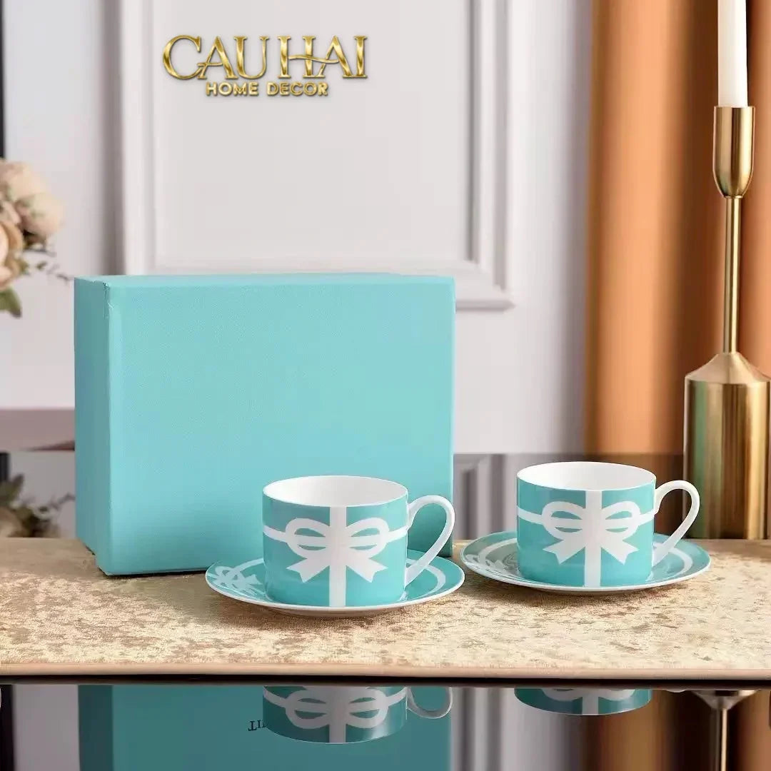 Maison Couture - Gift Set 2 Tách Trà Élégance Turquoise Ribbon 4Pcs-CẬU HAI HOME DECOR
