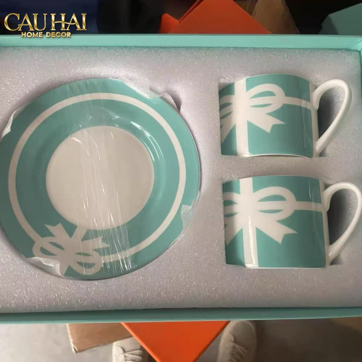 Maison Couture - Gift Set 2 Tách Trà Élégance Turquoise Ribbon 4Pcs-CẬU HAI HOME DECOR