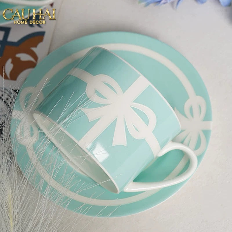 Maison Couture - Gift Set 2 Tách Trà Élégance Turquoise Ribbon 4Pcs-CẬU HAI HOME DECOR