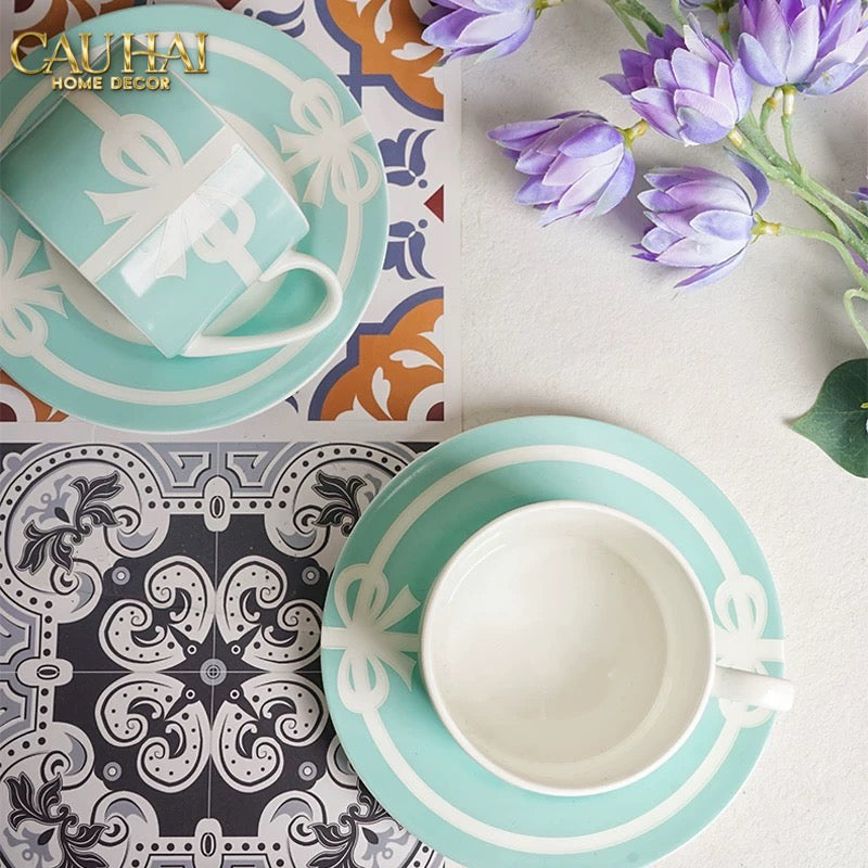 Maison Couture - Gift Set 2 Tách Trà Élégance Turquoise Ribbon 4Pcs-CẬU HAI HOME DECOR