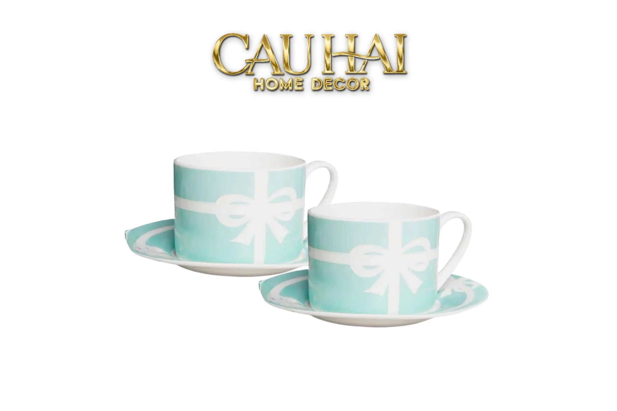 Maison Couture - Gift Set 2 Tách Trà Élégance Turquoise Ribbon 4Pcs-CẬU HAI HOME DECOR