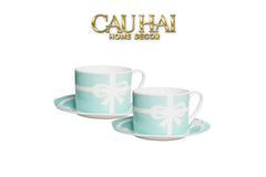 Maison Couture - Gift Set 2 Tách Trà Élégance Turquoise Ribbon 4Pcs-CẬU HAI HOME DECOR