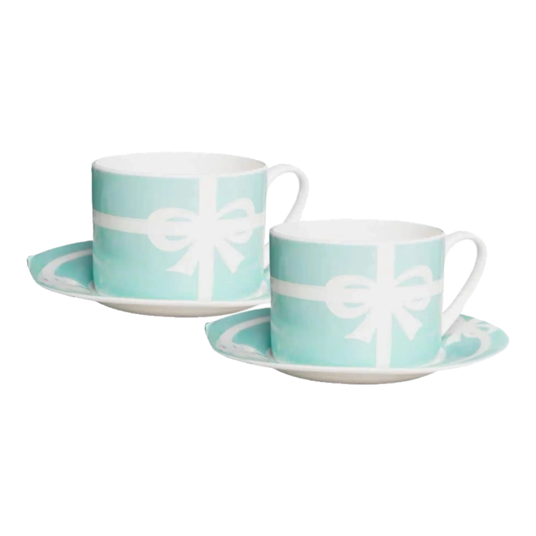 Maison Couture - Gift Set 2 Tách Trà Élégance Turquoise Ribbon 4Pcs-SET BÌNH TRÀ-Đối tác tại Trung Quốc theo từng đơn đặt hàng-CẬU HAI HOME DECOR