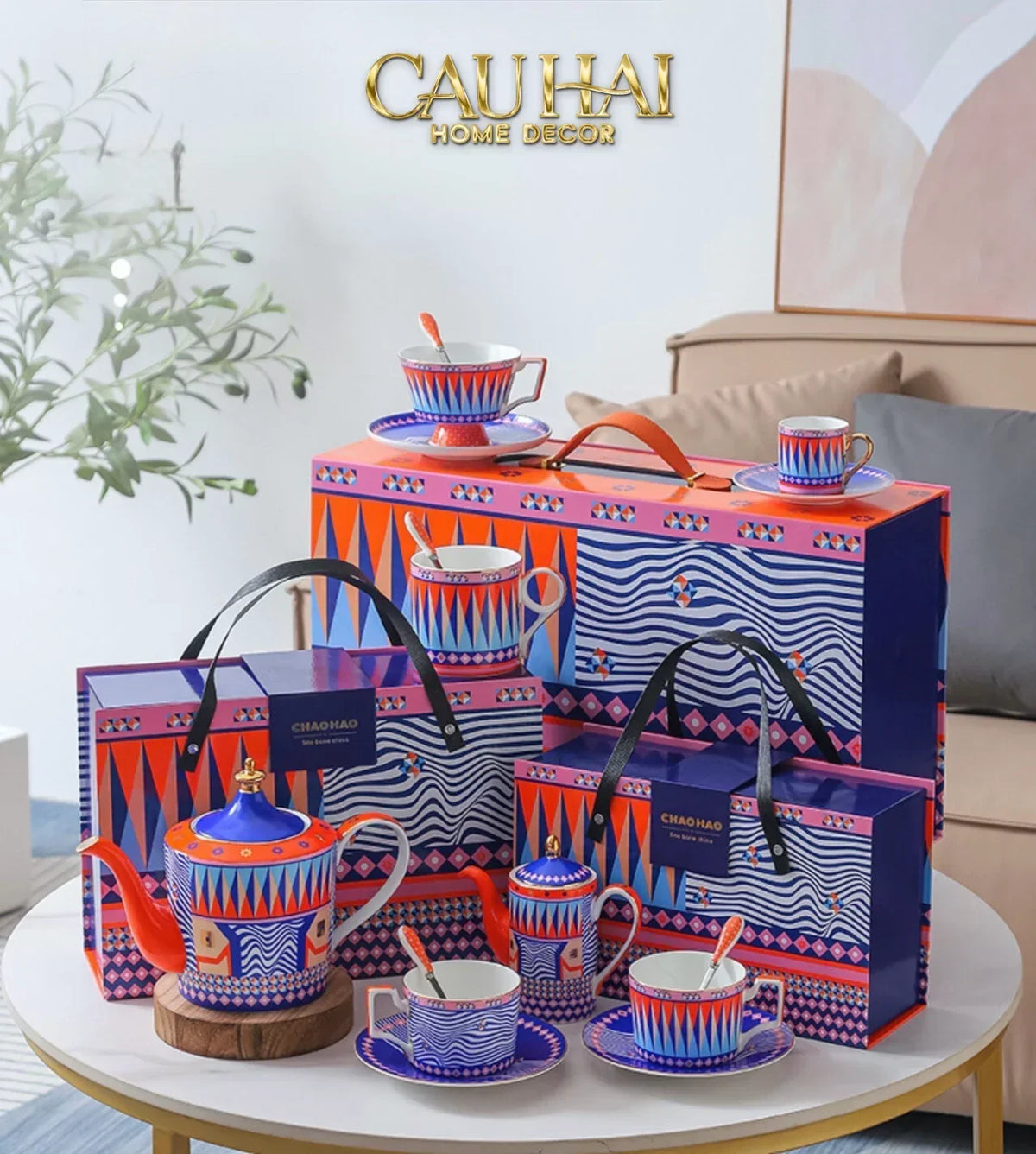 Maison Couture – Gift Set Bình Trà 6 Tách - Prismatique Royale Arlequin 13pcs.-SET BÌNH TRÀ-Đối tác tại Trung Quốc theo từng đơn đặt hàng-CẬU HAI HOME DECOR