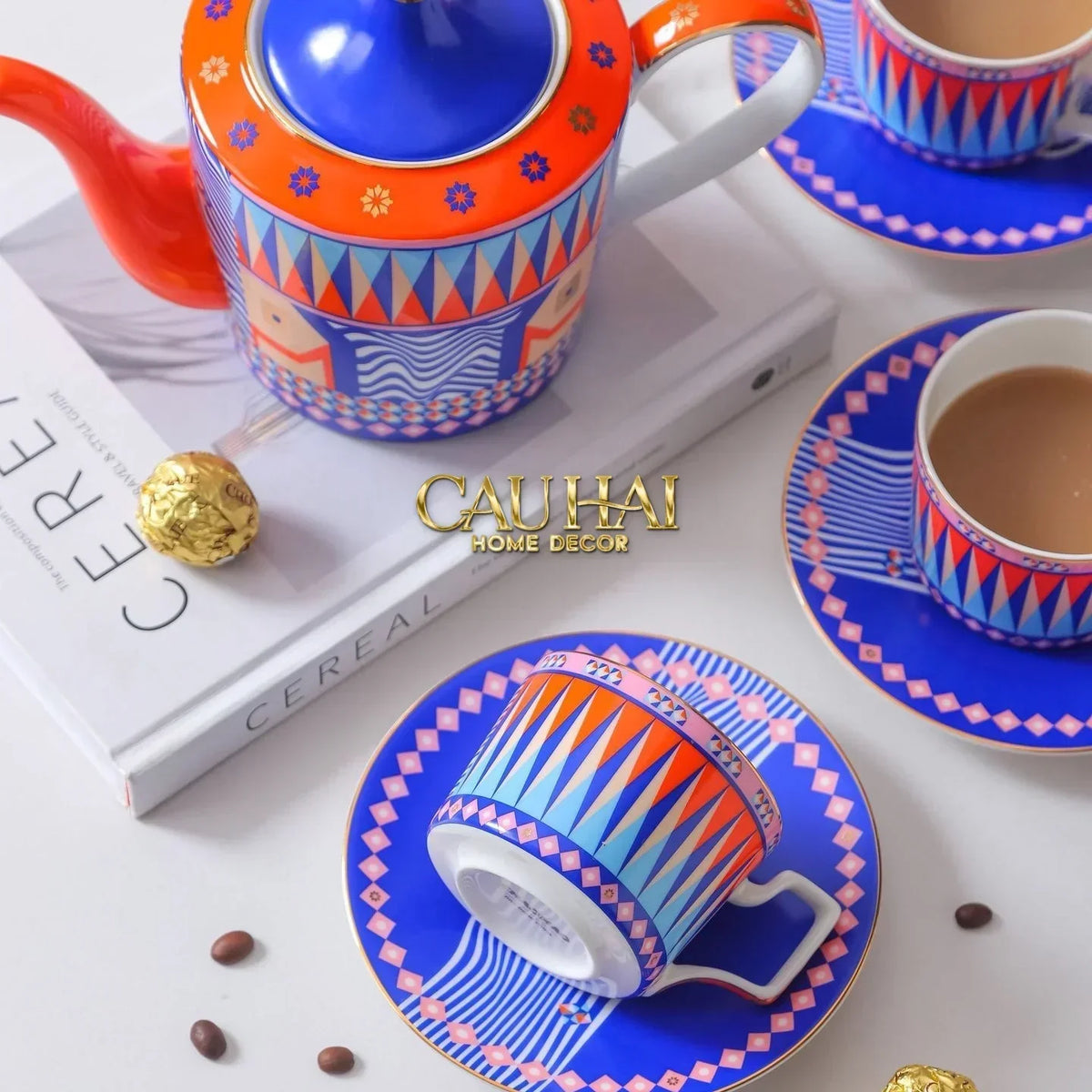 Maison Couture – Gift Set Bình Trà 6 Tách - Prismatique Royale Arlequin 13pcs.-SET BÌNH TRÀ-Đối tác tại Trung Quốc theo từng đơn đặt hàng-CẬU HAI HOME DECOR